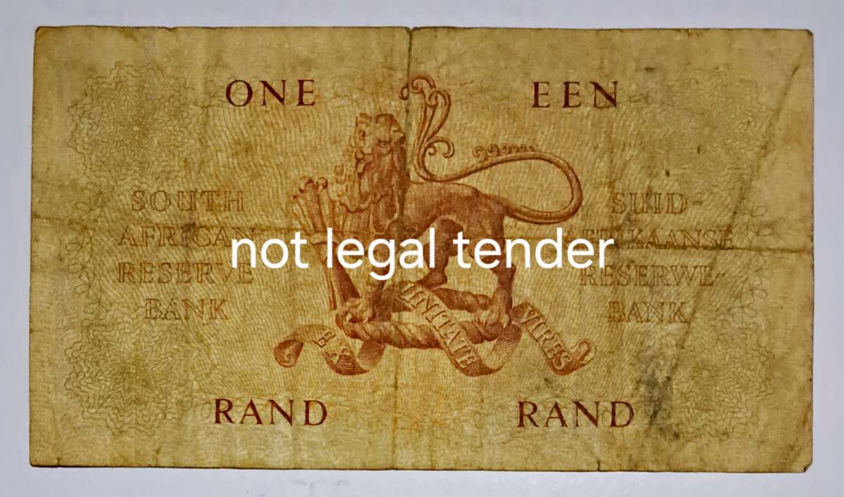 South Africa One Rand Bank Note. " A113 692427. " G Rissik "