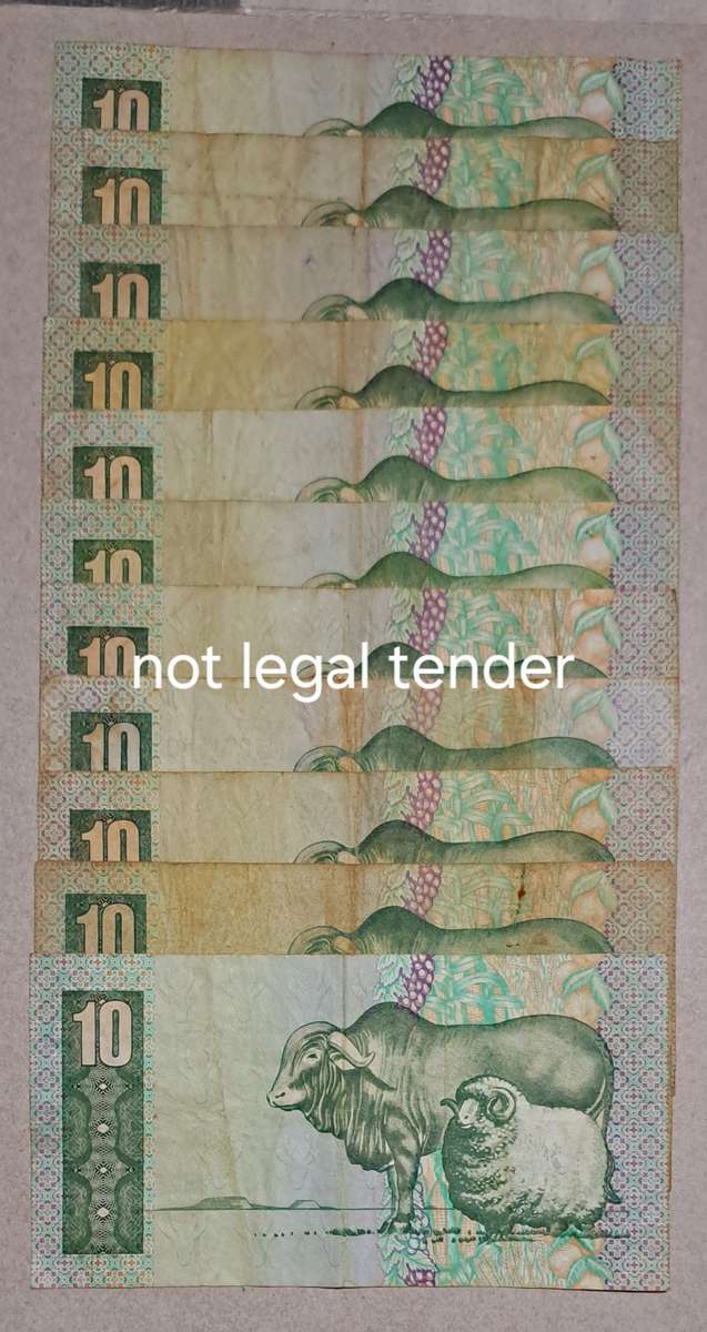 10 South Africa Ten Rand Bank Notes " GPC de Kock & Stals "