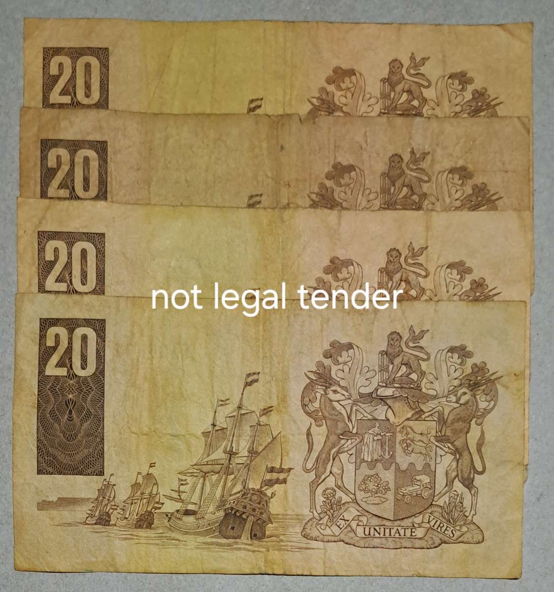 4  South Africa Twenty Rand Bank Notes " CL STALS "