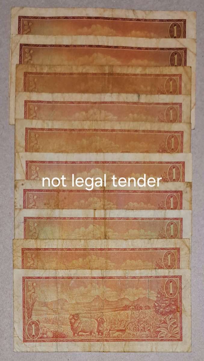 South Africa 10 One Rand Bank Notes. "TW de Jongh "