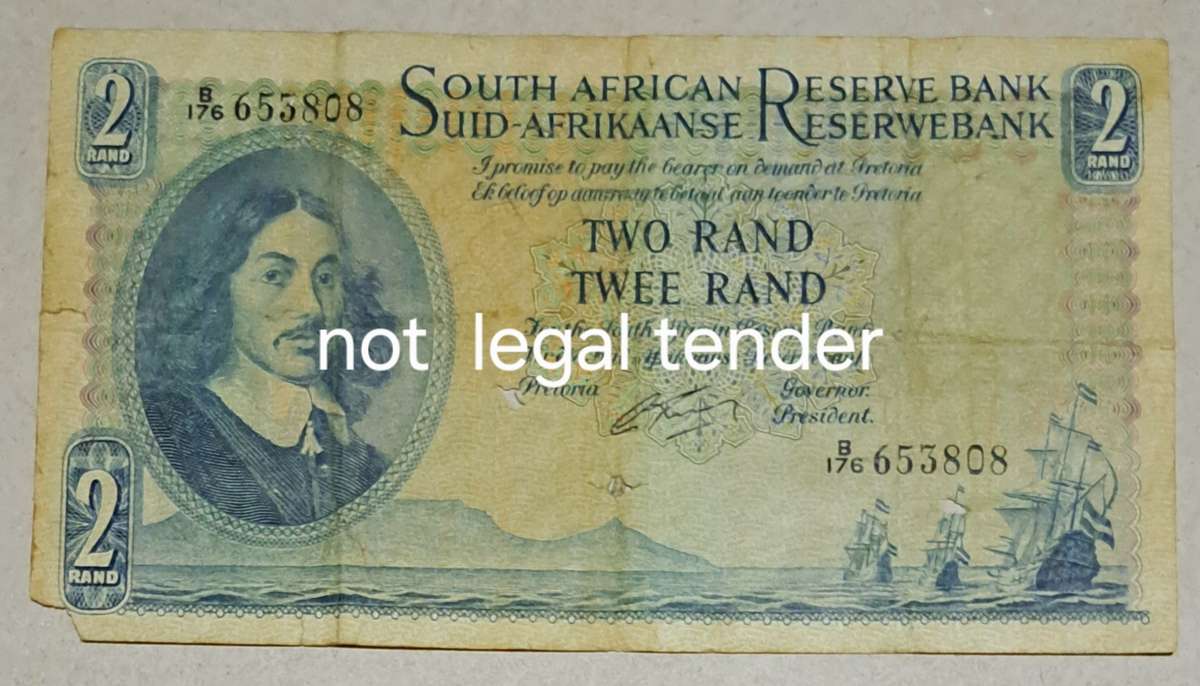 South Africa Two Rand Bank Note. " G Rissik " old note "