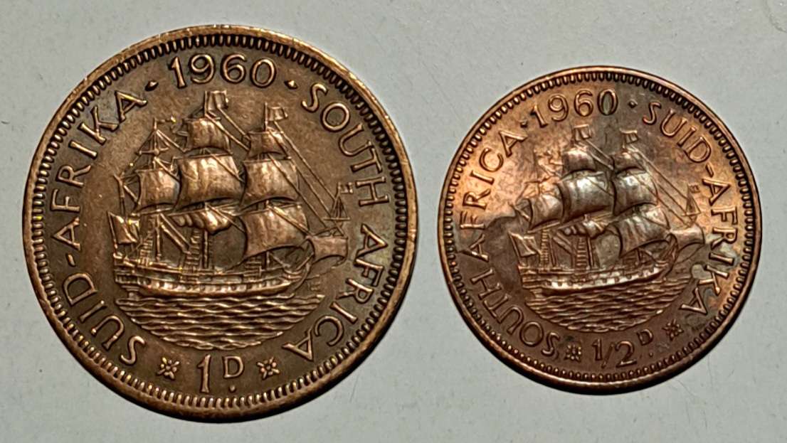 S.A. Union 1Penny & 1/2 Penny "1960" Set:  "Very Good Condition."SC 775"