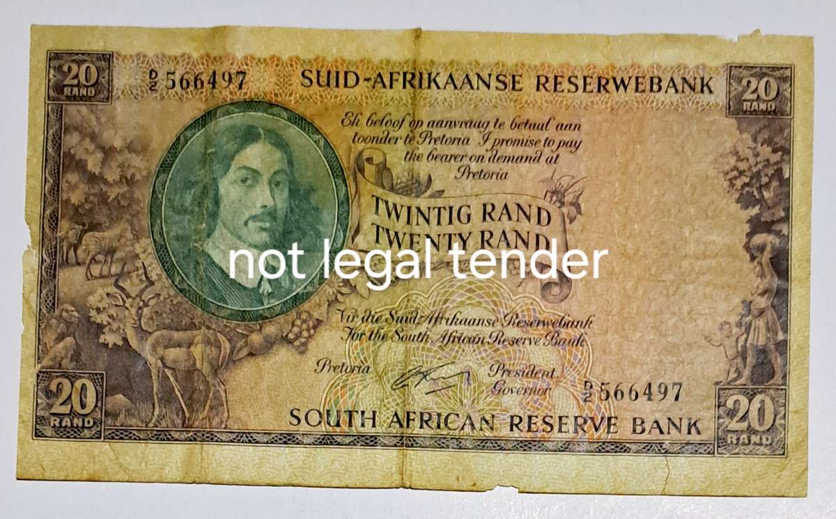 South Africa Twenty Rand Bank Note D2 566497 " G Rissik "