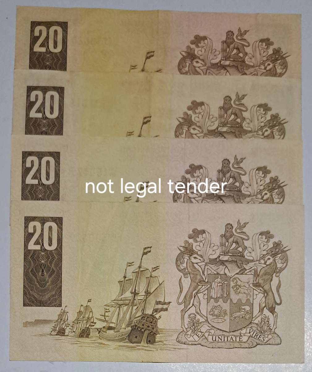 4 Twenty Rand Bank Notes " GPC de Kock " Good Condition"