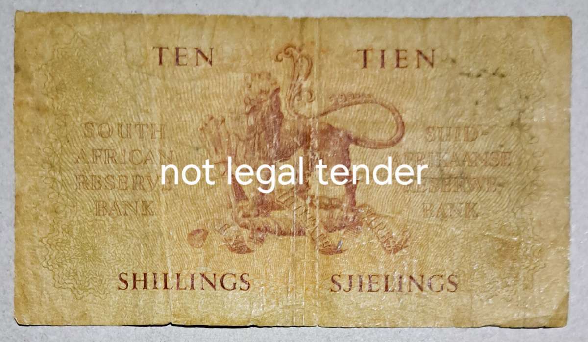 Union of South Africa Ten Shillings Bank Notes "MH de Koch " A163 558148 " / 07-10-1958/ "