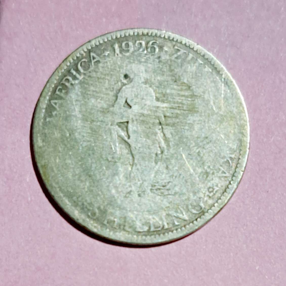 " 1926 " Union of S.A. One Silver Shilling " Rare Date "80% Silver "