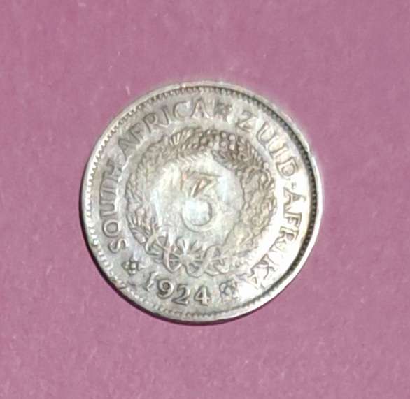 "1924" Union Silver 3D Threepence coin  " Rare Date "