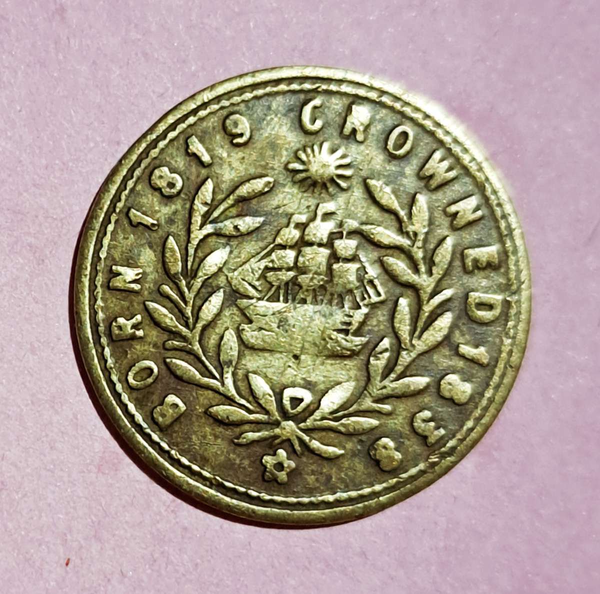 "1887" Victoria Regina Jubilee 1887 Small Medal " Born 1819 & Crowned 1838 "  Lovely "