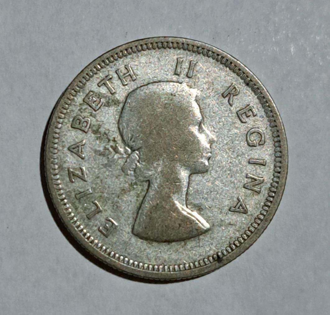 1955 Silver Two Shillings Coin Union of S.A.