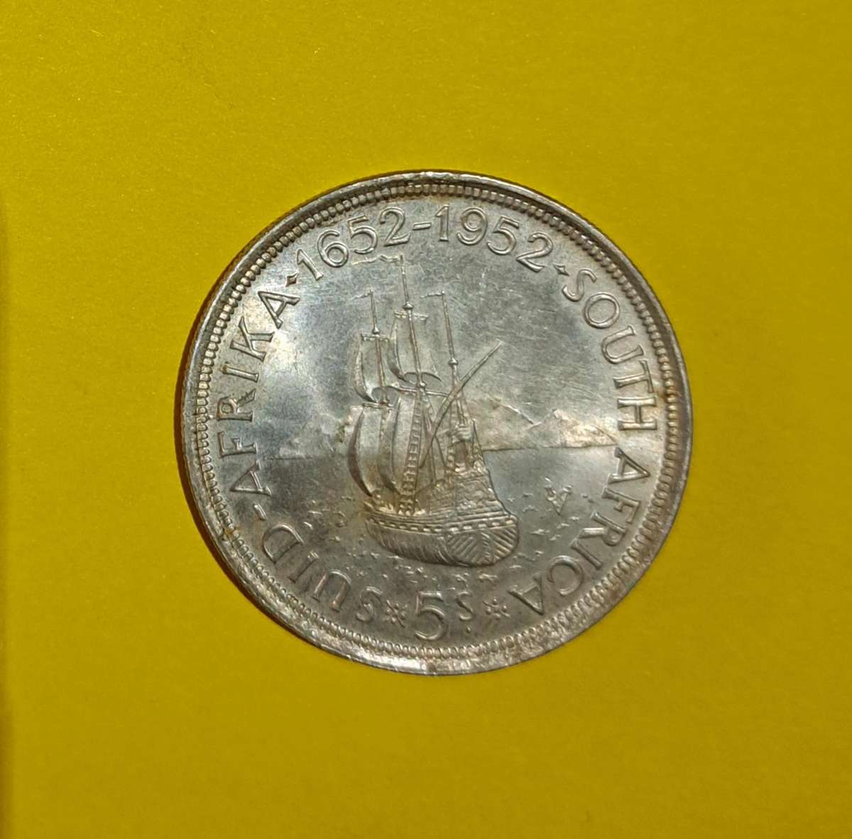 South Africa 1952 Five Shillings Coin " Silver "