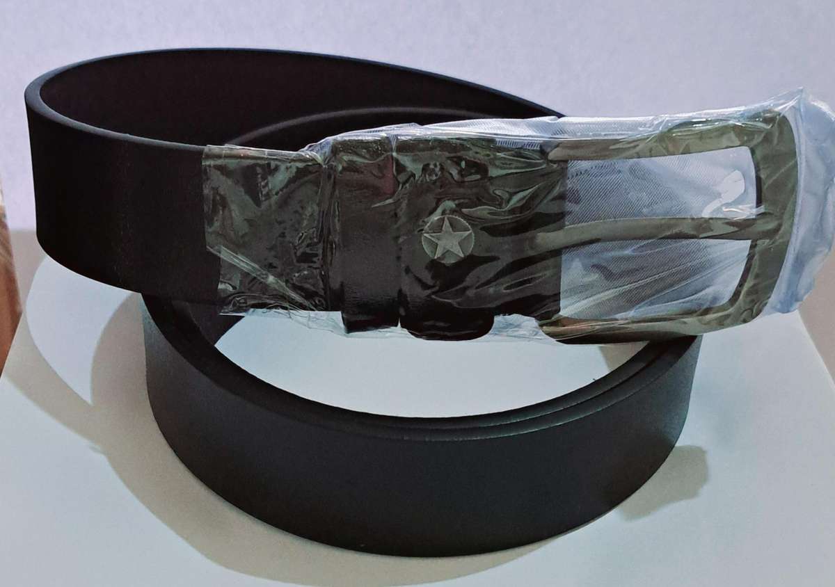 Men's Leather Belt Black  ( 120cm/ Fit 34" -40" ) " 1 of 2 " New "