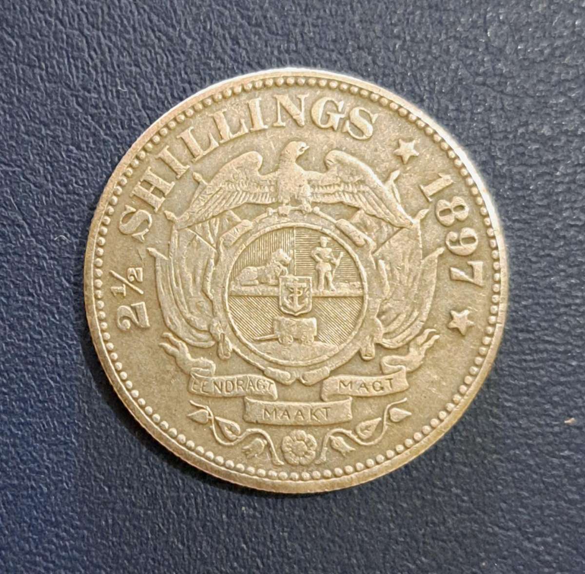 1897 S.A. Kruger Silver Plated "Half Crown"Historical Commemorative Coin. "A "