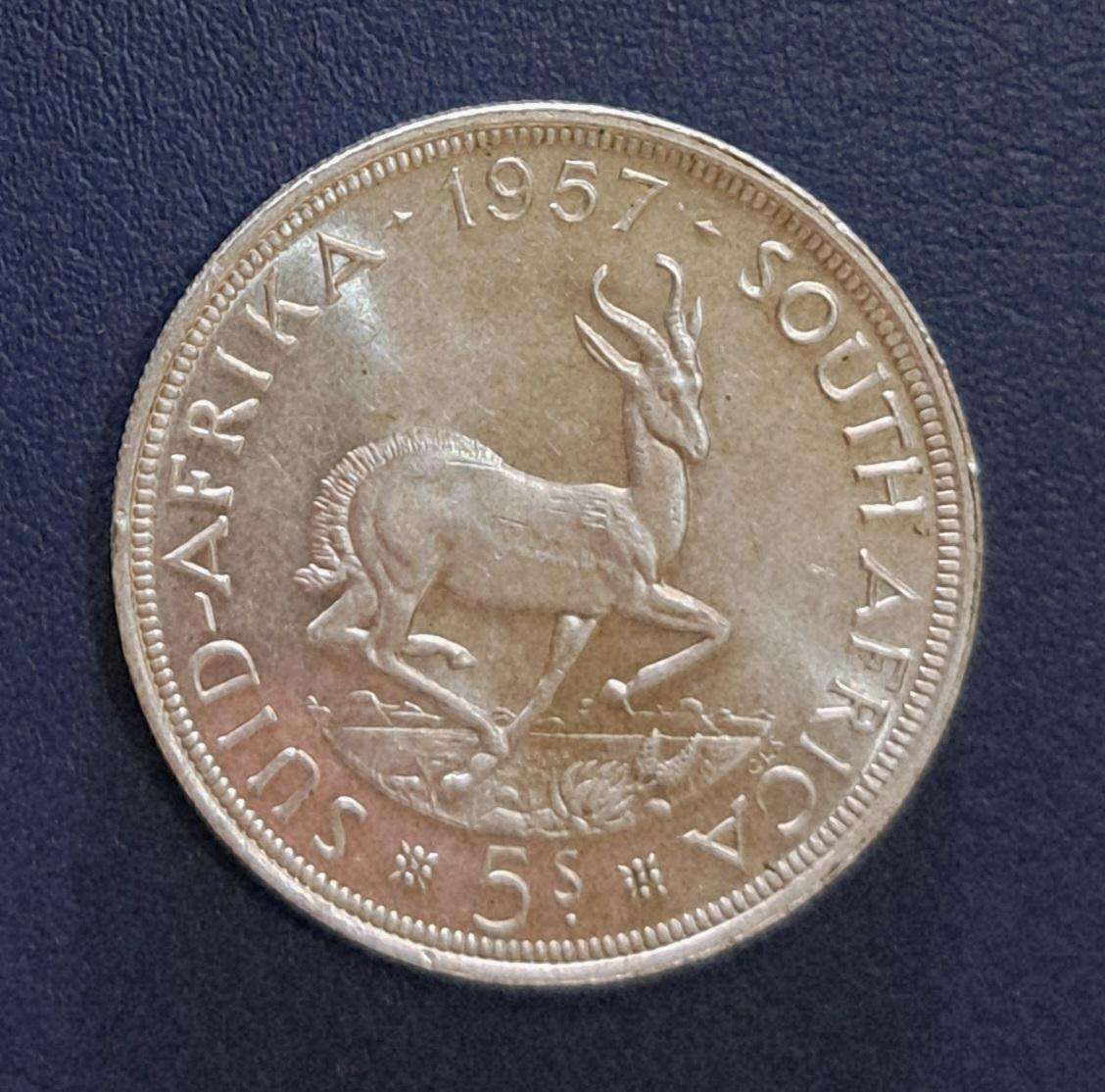 South Africa Silver, 1957, 5 Shillings