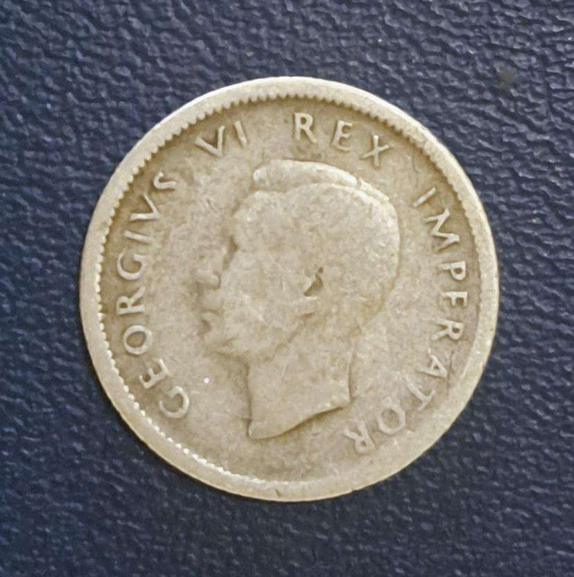 1942 S.A. Sixpence Silver Coin.
