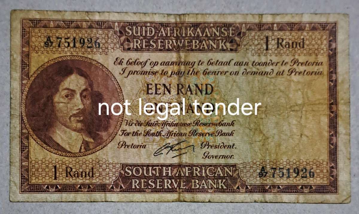 Union of South Africa One Rand Bank Note. " G Rissik " A97-751926