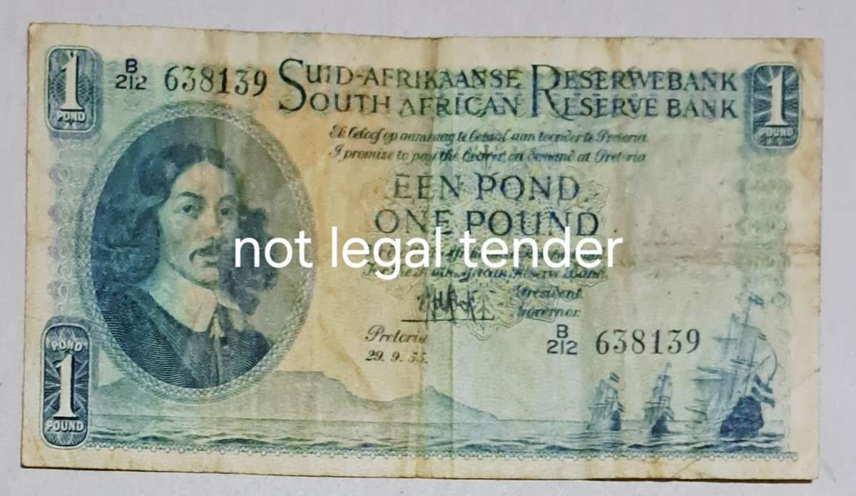 Union of South Africa One Pound Bank Note. B212-638139