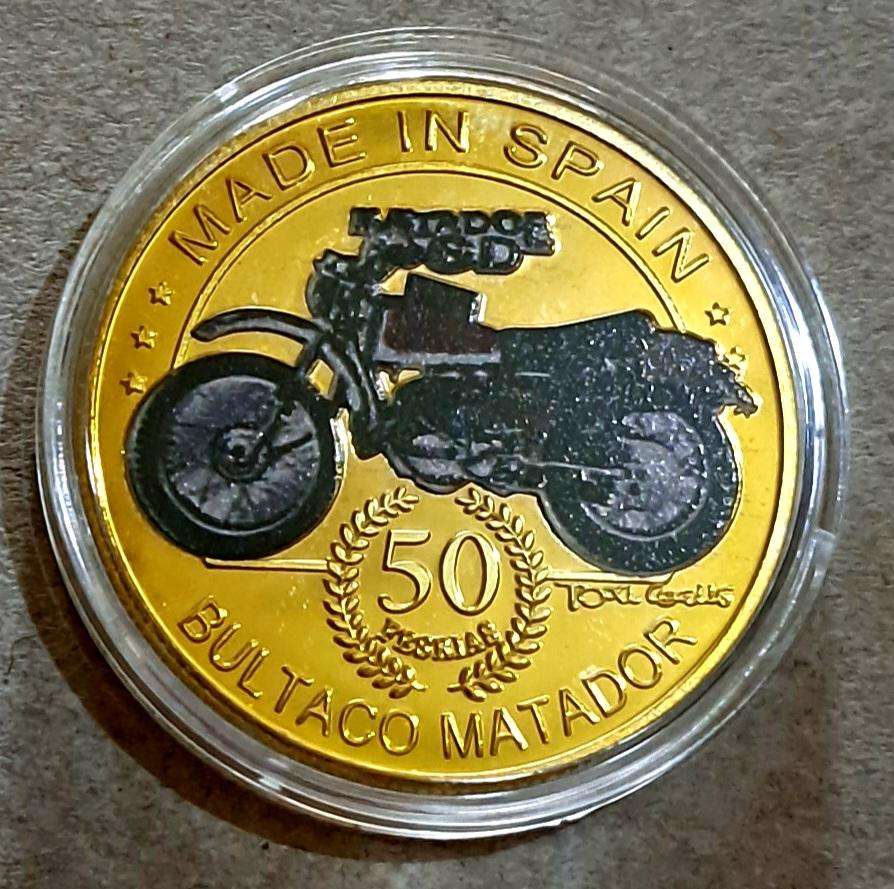 Spanish Bullfighter Commemorative Coin." Limited Edition " Motorcycle "G" New in Capsule.