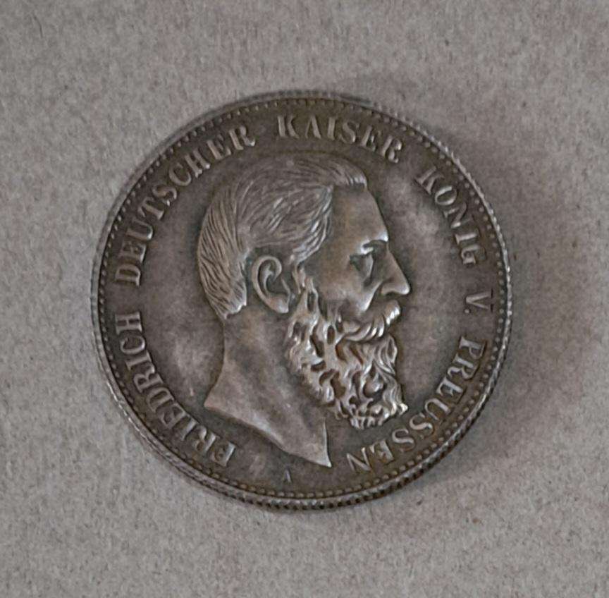 1888 Prussia Friedrich III, Cerman State 5Mark Commemorative Coin.