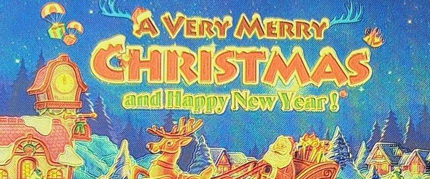 USA "A Very Merry Christmas and Happy NewYear"2 Dollars Christmas Note. 24K Gold Plated "Excellent a