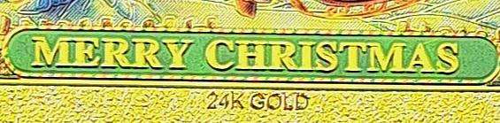 USA "A Very Merry Christmas and Happy NewYear"2 Dollars Christmas Note. 24K Gold Plated "Excellent a
