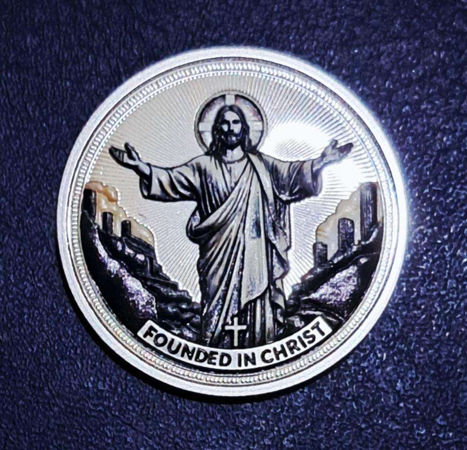 Anchored in Faith/ Guided by his Light Silver Plated Religious Commemorative Coin.4cm New in Capsule
