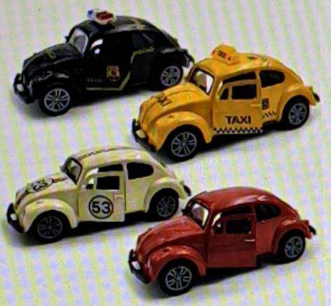 VW Beatles Full Set of 4 Vintage Alloy Car Models, Opening Doors, Police Car-Taxi & More.Super Cute.