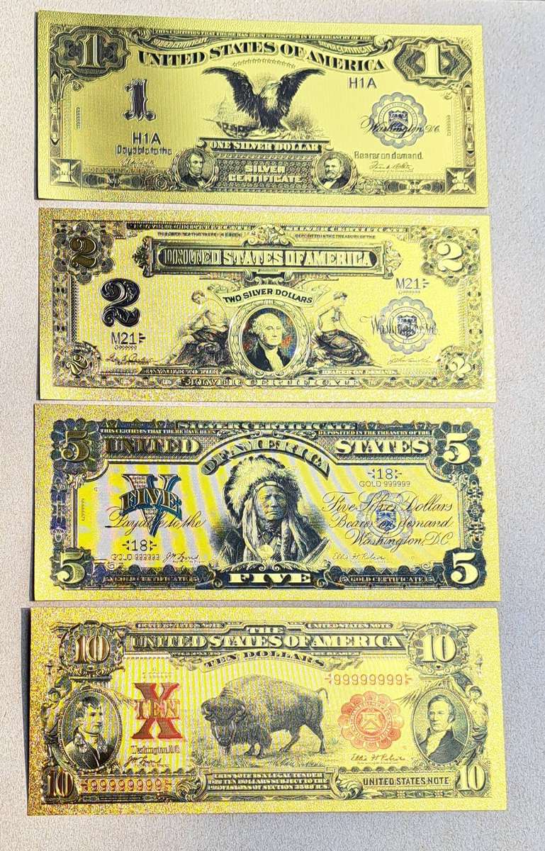 US Golden Foil Dollar Bills Form " 1899 & 1901 " Commemorative Bills " Amazing " High-Quality "