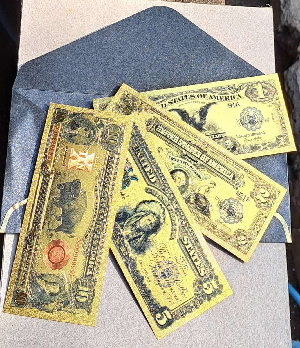 US Golden Foil Dollar Bills Form " 1899 & 1901 " Commemorative Bills " Amazing " High-Quality "