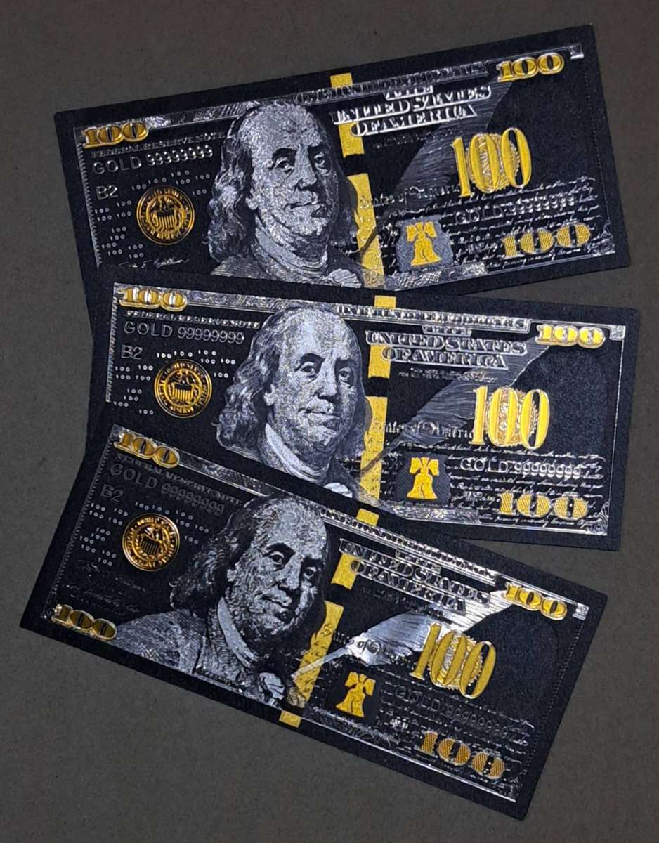Benjamin Franklin Black USA $100/Dollar Bills 3 Commemorative Bills. New Great Bills .