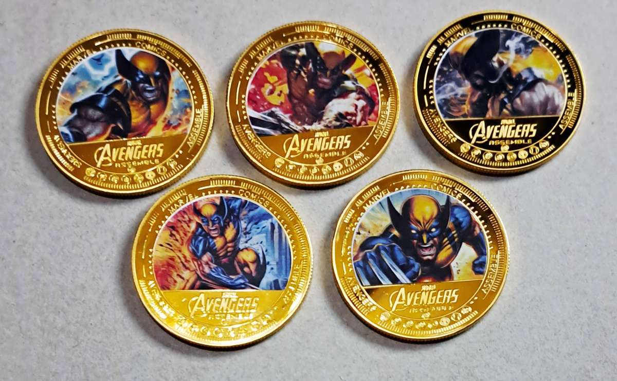 5.pcs Marvel Avengers Wolverine  Commemorative Coin Set New in Capsule's