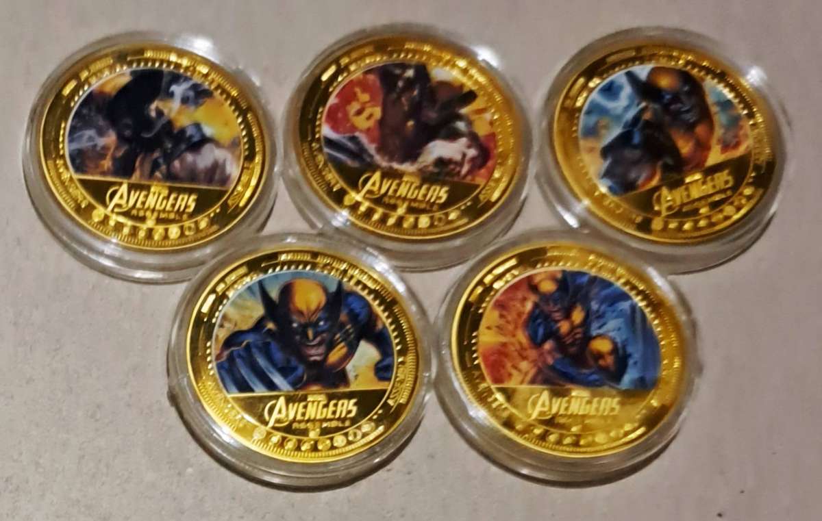 5.pcs Marvel Avengers Wolverine  Commemorative Coin Set New in Capsule's