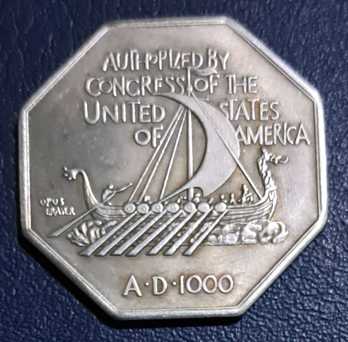 1825-1925 Vintage Octagonal Old Pirate & Ship Commemorative Coin