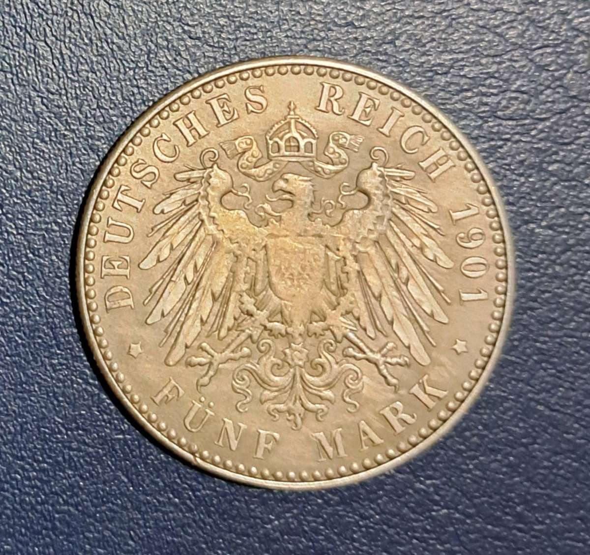 1901 German Prussia 5 Mark Commemorative Coin.