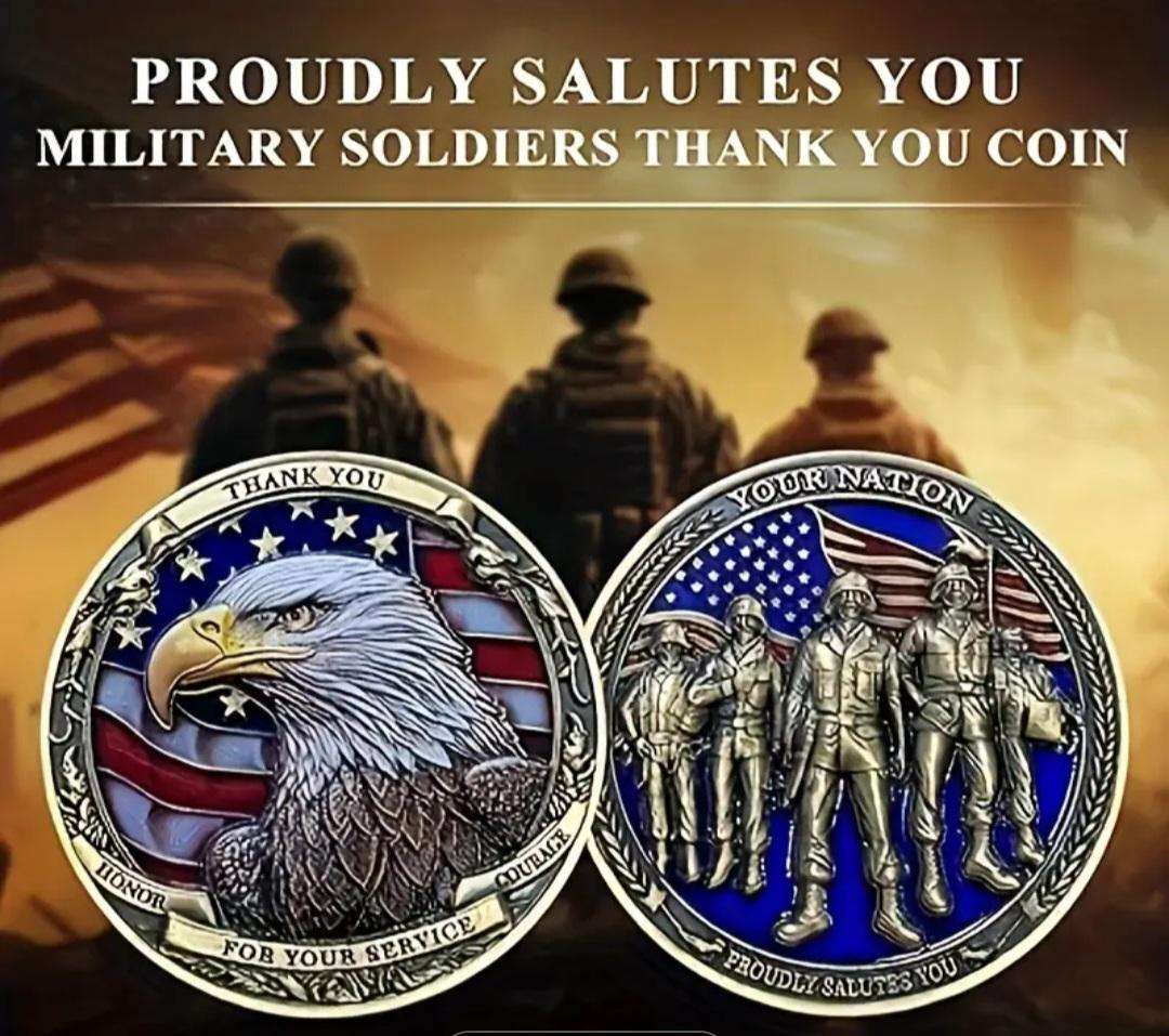 Military Challenge Coin,  Honour & Patriotic Tribute Thank you coin. "40mm New in Capsule "