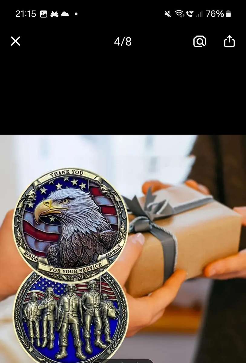 Military Challenge Coin,  Honour & Patriotic Tribute Thank you coin. "40mm New in Capsule "