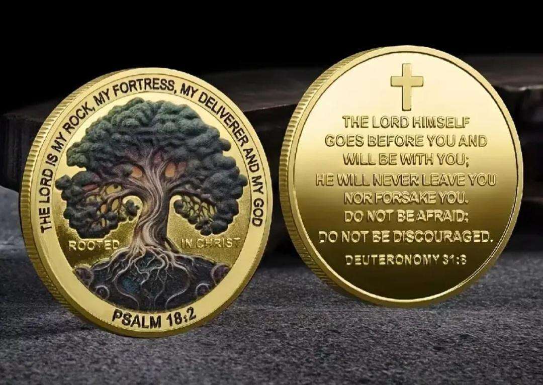 Inspirational Tree of Life Coin Engraved Bible Verse Psalm 18:2 .  40mm " New in Capsule "