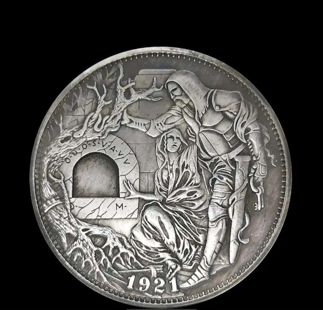 1921 Holy Grail Wandering Coin , Knight Drawn Sword