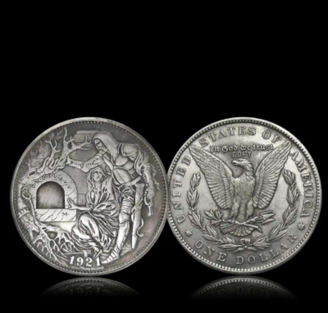 1921 Holy Grail Wandering Coin , Knight Drawn Sword