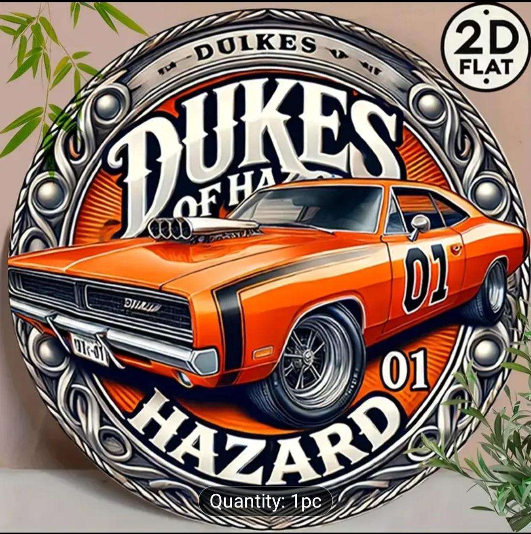 Vintage For Dukes,Adventure Metal Sign - 8" Round Retro Wall Art 20×20cm
