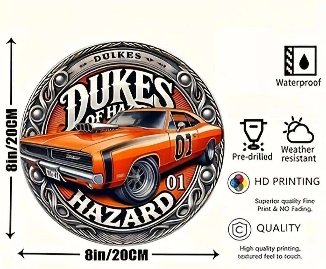 Vintage For Dukes,Adventure Metal Sign - 8" Round Retro Wall Art 20×20cm