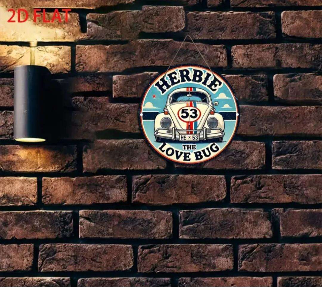 Vintage Herbie Love Bug Acrylic Sign Universal Hanging Decorative Plaque. Classic Car. 8×8cm