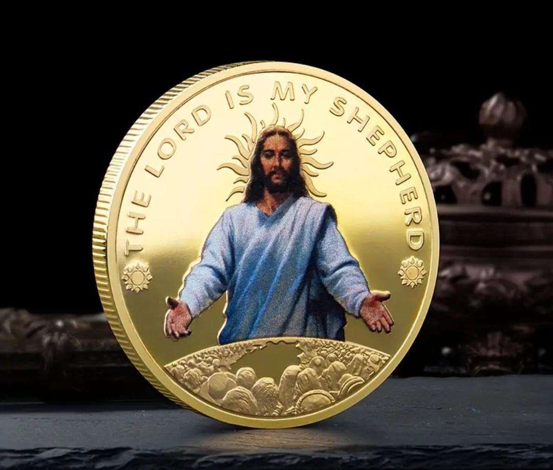 Three Dimensional Relief Coin " The Lord is my Shepherd" New in Capsule "Crown Size Coin "