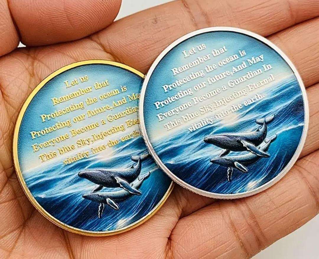Gold Plated Dolphin Theme Protecting The Ocean Coin. New in Capsule