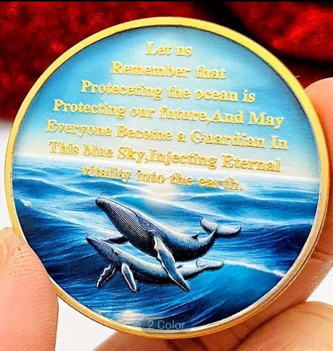 Gold Plated Dolphin Theme Protecting The Ocean Coin. New in Capsule