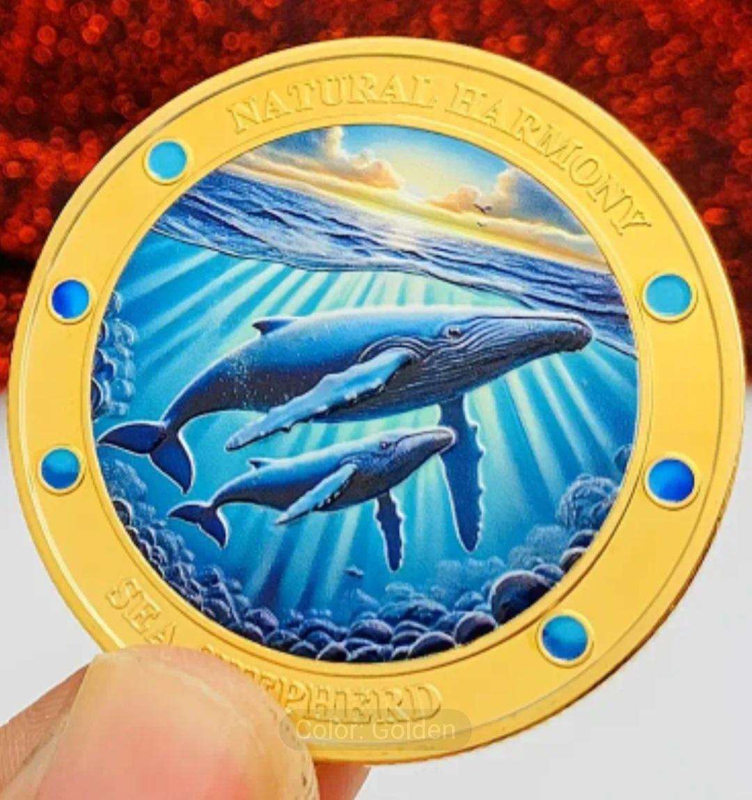 Gold Plated Dolphin Theme Protecting The Ocean Coin. New in Capsule