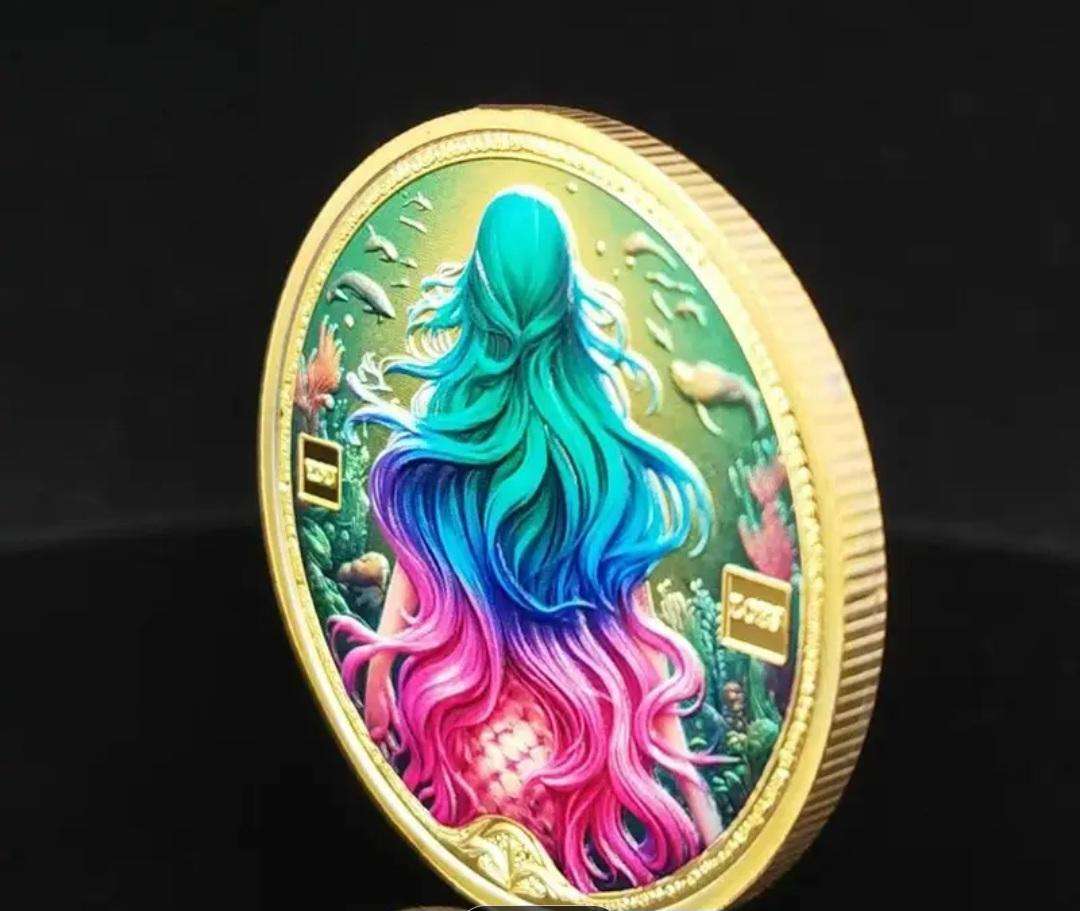 Gold Plated Mermaid Lucky Coin. New in Capsule."Crown Size Coin "