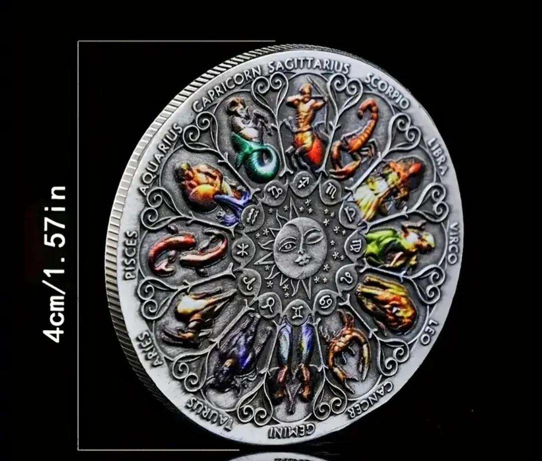 Twelve Constellation Commemorative Coin " Goddess of Fortune  40mm New in Capsule "Silver Plated "