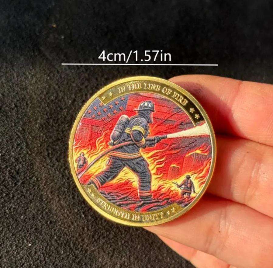 Unique Colorful Fire Fighters Bravely Service Coin New in Capsule.