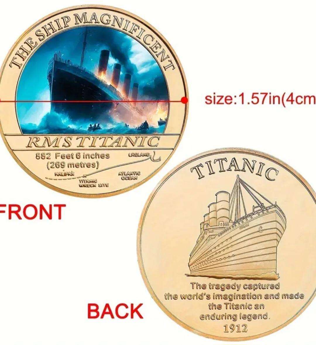 5 Titanic Gold-Plated Coin Set. Featuring RMS Titanic, Including the"Unsinkable" & Collision Cours
