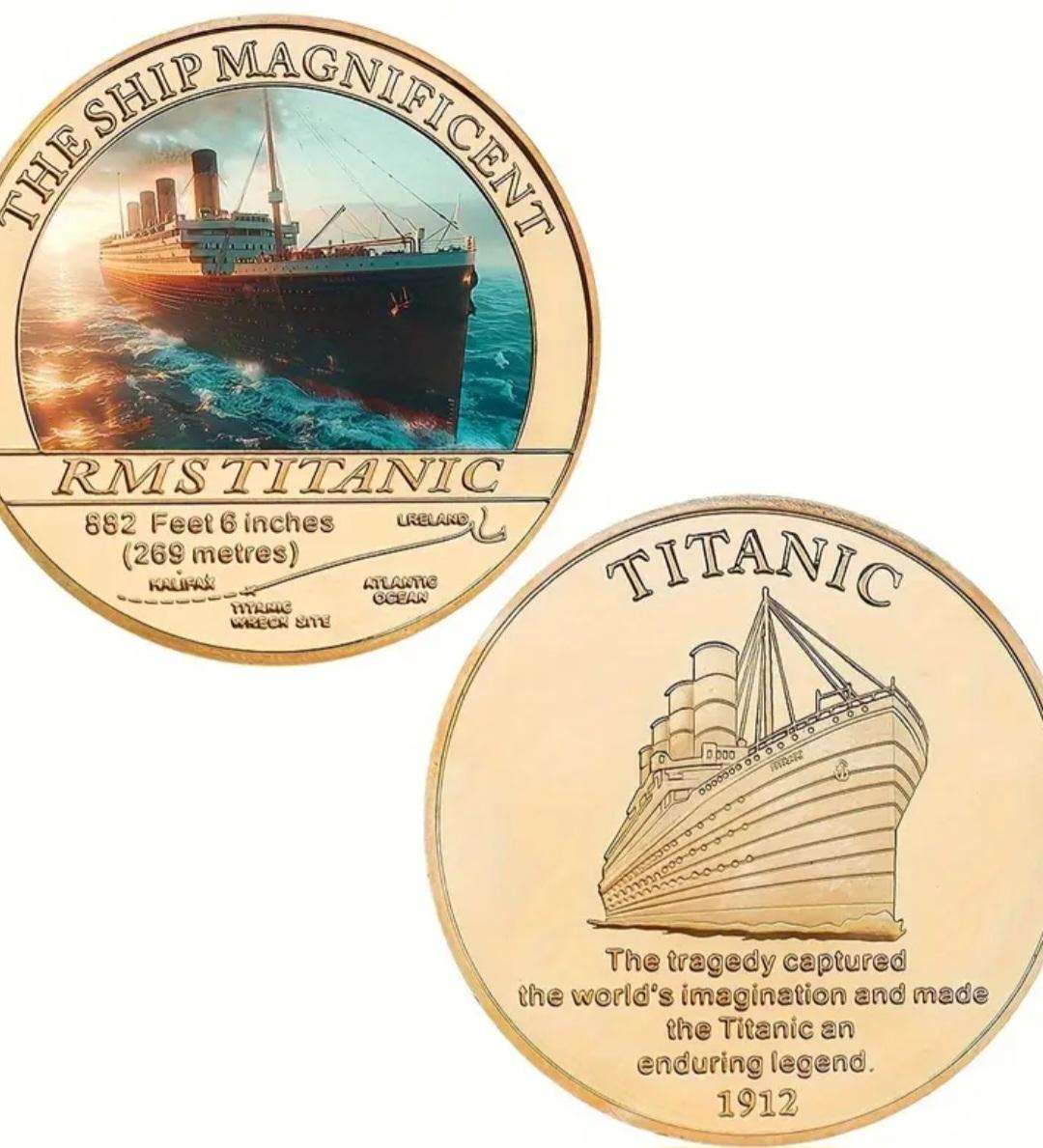 5 Titanic Gold-Plated Coin Set. Featuring RMS Titanic, Including the"Unsinkable" & Collision Cours